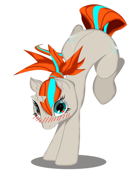 Size: 1024x1366 | Tagged: safe, artist:singularmj, derpibooru import, oc, oc:horizon, pony, unicorn, blushing, female, horn, image, landing, looking at you, mare, png, simple background, solo, transparent background, unicorn oc