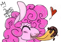 Size: 664x434 | Tagged: safe, artist:amgiwolf, derpibooru import, pinkie pie, earth pony, pony, bust, eyelashes, eyes closed, female, floating heart, heart, image, mare, png, signature, simple background, smiling, solo, tongue out, transparent background