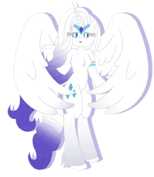 Size: 1024x1176 | Tagged: safe, artist:lolitablue, derpibooru import, rarity, alicorn, semi-anthro, alicornified, chest fluff, female, g5 concept leak style, hoof fluff, image, png, race swap, simple background, solo, transparent background