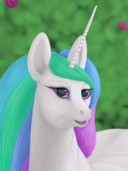 Size: 900x1200 | Tagged: safe, artist:soobel, derpibooru import, princess celestia, bust, image, png, portrait, uncanny valley