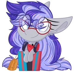 Size: 2184x2130 | Tagged: safe, artist:littleblackraencloud, derpibooru import, oc, oc:cinnabyte, unofficial characters only, pony, adorkable, bandana, commission, cute, dork, gaming headset, glasses, headphones, headset, image, png, present, simple background, smiling, solo, transparent background, ych result, your character here