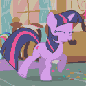 Size: 125x125 | Tagged: safe, derpibooru import, screencap, twilight sparkle, pony, unicorn, party of one, anatomically incorrect, animated, cute, dancing, eyes closed, female, gif, gif for breezies, image, incorrect leg anatomy, mare, picture for breezies, smiling, solo, trotting, trotting in place, twiabetes, unicorn twilight