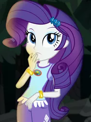 Size: 808x1074 | Tagged: safe, derpibooru import, screencap, rarity, equestria girls, legend of everfree, bracelet, camp everfree logo, camp everfree outfits, clothes, cropped, cutie mark, cutie mark on clothes, female, image, jewelry, png, shorts, solo