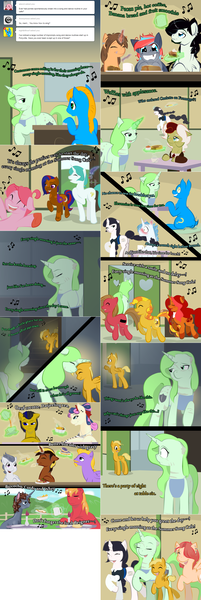 Size: 1802x5369 | Tagged: safe, artist:askmerriweatherauthor, derpibooru import, big macintosh, bon bon, rumble, sweetie drops, oc, oc:ally cat aussie, oc:bumblesweet, oc:china saucer, oc:dr. hoofsing, oc:eightbit hoof, oc:frost star, oc:gear, oc:justus brightflame, oc:loose leaf, oc:mana burst, oc:meadow lark (ask merriweather), oc:merriweather, oc:miss romancedy, oc:prosecutie, oc:pun, oc:purple haze, oc:spectrum sparkler, oc:teabiscuits, oc:the gamer colt, oc:wiggles, ponified, earth pony, pegasus, pony, unicorn, ask merriweather, colt, female, image, kirby, male, mare, png