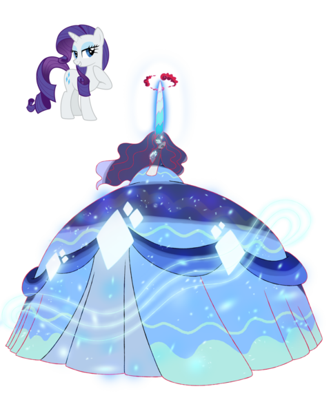 Size: 1280x1600 | Tagged: safe, artist:heavysplatter, derpibooru import, rarity, pony, unicorn, clothes, crossover, dress, dynamax, female, gigantamax, glowing eyes, glowing mane, horn, image, long horn, macro, png, pokemon sword and shield, pokémon, simple background, solo, transparent background