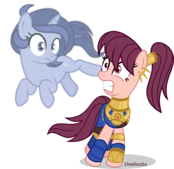 Size: 1920x1872 | Tagged: safe, artist:limedazzle, derpibooru import, oc, oc:alice, oc:janey, unofficial characters only, ghost, pony, undead, armor, hades (game), image, megara, png, show accurate, simple background, transparent background