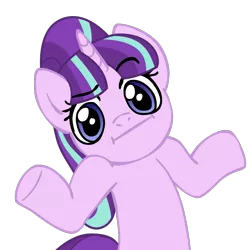 Size: 945x945 | Tagged: safe, artist:nano23823, derpibooru import, starlight glimmer, pony, unicorn, .svg available, :i, base used, bust, eyelashes, female, image, mare, png, s5 starlight, shrug, shrugpony, simple background, solo, transparent background, underhoof, vector