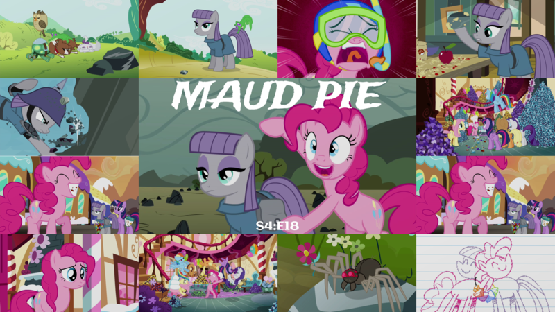 Size: 2000x1125 | Tagged: safe, derpibooru import, edit, edited screencap, editor:quoterific, screencap, applejack, fluttershy, gummy, maud pie, opalescence, owlowiscious, pinkie pie, rainbow dash, rarity, tank, twilight sparkle, winona, alicorn, spider, maud pie (episode), image, mane six, png, train, twilight sparkle (alicorn)