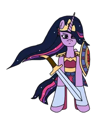 Size: 1718x1920 | Tagged: safe, artist:solarheclipse, derpibooru import, twilight sparkle, twilight sparkle (alicorn), alicorn, pony, dc superhero girls, diana prince, ethereal mane, image, png, shield, starry mane, sword, weapon, wonder woman