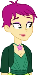 Size: 2000x3948 | Tagged: safe, alternate version, artist:luckreza8, derpibooru import, grassy knoll (character), equestria girls, equestria girls series, twilight under the stars, spoiler:eqg series (season 2), breasts, cleavage, clothes, female, happy, image, jewelry, necklace, png, simple background, solo, transparent background, vector