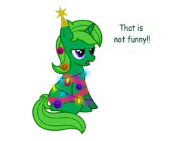 Size: 1280x1053 | Tagged: safe, artist:tenderrain-art, derpibooru import, oc, oc:lime dream, pony, unicorn, christmas, christmas lights, christmas ornament, decoration, female, holiday, image, mare, png, simple background, solo, transparent background