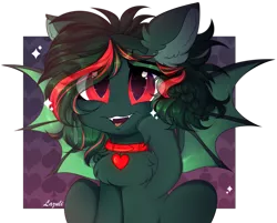 Size: 3800x3050 | Tagged: safe, artist:lazuli0209, derpibooru import, oc, unofficial characters only, bat pony, pony, bat pony oc, bat wings, cheek squish, chest fluff, collar, commission, ear fluff, fangs, image, open mouth, png, signature, simple background, smiling, solo, spread wings, squishy cheeks, transparent background, wings, ych result