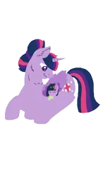 Size: 562x960 | Tagged: safe, artist:snooziiee, derpibooru import, twilight sparkle, twilight sparkle (alicorn), oc, oc:harmony (snooziiee), alicorn, dracony, hybrid, pony, female, filly, foal, image, interspecies offspring, lineless, mare, mother and child, mother and daughter, offspring, parent:spike, parent:twilight sparkle, parents:twispike, png, simple background, transparent background