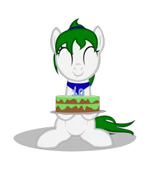 Size: 4000x4800 | Tagged: safe, artist:strategypony, derpibooru import, oc, oc:reno, unofficial characters only, earth pony, pony, 10, bandana, cake, cute, eyes closed, food, happy birthday mlp:fim, image, missing horn, mlp fim's tenth anniversary, png, simple background, transparent background