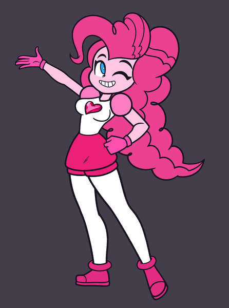 Size: 2600x3500 | Tagged: safe, artist:khuzang, derpibooru import, pinkie pie, equestria girls, cartoon network, clothes, commission, commissioner:imperfectxiii, cosplay, costume, crossover, female, gloves, grin, image, one eye closed, pinel, png, poofy hair, rubber gloves, simple background, smiling, solo, spinel (steven universe), steven universe, steven universe: the movie, wink