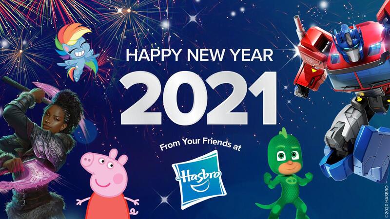 Size: 1600x900 | Tagged: safe, artist:hasbro, derpibooru import, rainbow dash, my little pony: pony life, 2021, gekko (pj masks), happy new year, happy new year 2021, hasbro, holiday, image, jpeg, magic the gathering, optimus prime, peppa pig, pj masks, transformers