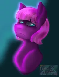 Size: 1270x1638 | Tagged: safe, artist:denali, derpibooru import, oc, oc:violet petal, earth pony, pony, bust, female, glare, image, look of disapproval, mare, png, portrait, scary face, simple background, solo