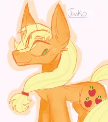 Size: 800x900 | Tagged: safe, artist:junko, derpibooru import, applejack, earth pony, pony, art, cute, cutie mark, digital art, doodle, ear fluff, female, freckles, image, jackabetes, mare, missing accessory, png, signature, simple background, sketch, smiling, solo, white background, wip