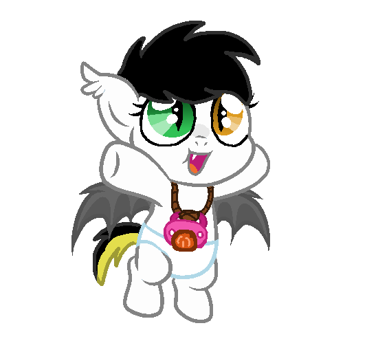 Size: 566x496 | Tagged: safe, artist:lullabyprince, artist:lynnthenerdkitty, derpibooru import, oc, ponified, bat pony, pony, base used, bat pony oc, bat wings, diaper, heterochromia, image, karai, pacifier, png, simple background, teenage mutant ninja turtles, tmnt 2012, transparent background, upsies, wings