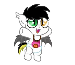 Size: 566x496 | Tagged: safe, artist:lullabyprince, artist:lynnthenerdkitty, derpibooru import, oc, ponified, bat pony, pony, base used, bat pony oc, bat wings, diaper, heterochromia, image, karai, pacifier, png, simple background, teenage mutant ninja turtles, tmnt 2012, transparent background, upsies, wings