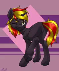 Size: 1094x1324 | Tagged: suggestive, artist:frankl, derpibooru import, oc, oc:java, unofficial characters only, pony, unicorn, ass, butt, female, image, jpeg, one eye closed, solo, solo female, wink