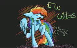 Size: 4096x2560 | Tagged: safe, artist:feathershine1, banned from derpibooru, deleted from derpibooru, derpibooru import, rainbow dash, pegasus, pony, the end in friend, disgusted, eww, female, glitter, image, jpeg, mare, solo
