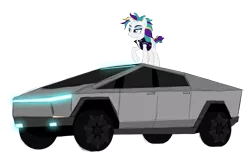 Size: 1849x1167 | Tagged: safe, artist:magicalicorn, derpibooru import, rarity, unicorn, alternate hairstyle, image, png, punk, raised hoof, raripunk, simple background, solo, tesla, tesla cybertruck, transparent background