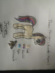 Size: 2976x3968 | Tagged: safe, artist:frozen spirit, derpibooru import, oc, oc:danaus plexippus, unofficial characters only, butterfly, earth pony, insect, pony, backstory in description, female, image, jpeg, monarch butterfly, traditional art