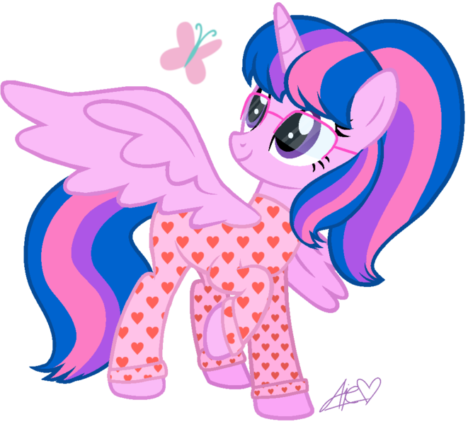 Size: 1023x928 | Tagged: safe, artist:muhammad yunus, derpibooru import, oc, oc:hsu amity, unofficial characters only, alicorn, butterfly, insect, pony, base used, clothes, cute, derpibooru exclusive, donut steel, female, glasses, heart, image, mare, not twilight sparkle, png, simple background, smiling, solo, transparent background