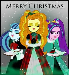 Size: 2353x2548 | Tagged: safe, artist:nstone53, derpibooru import, adagio dazzle, aria blaze, sonata dusk, equestria girls, christmas, holiday, image, png, slowpoke, the dazzlings, trio