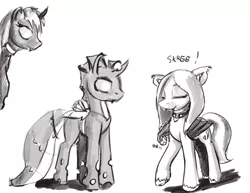 Size: 1280x989 | Tagged: safe, artist:warskunk, derpibooru import, oc, oc:memorynumber, oc:sanguine morning, oc:silver lies, bat pony, changeling, bat pony oc, bat wings, changeling oc, image, jpeg, sketch, wings