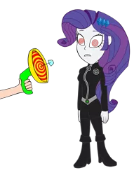 Size: 1462x1914 | Tagged: safe, artist:jerrydestrtoyer, derpibooru import, rarity, equestria girls, beautiful gorgeous, black sclera, clothes, female, hypno beam, image, jimmy neutron, mind control, offscreen character, png, simple background, swirly eyes, transparent background