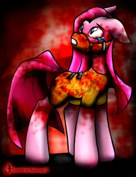 Size: 1024x1335 | Tagged: grimdark, artist:robocop17, derpibooru import, pinkie pie, earth pony, pony, blood, crying, face mask, female, image, jpeg, mare, mask, pinkamena diane pie, quarantine, quarantined, sad, solo