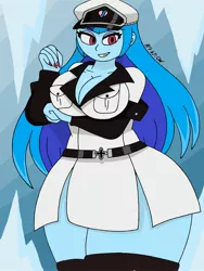 Size: 1932x2576 | Tagged: safe, artist:c_w, derpibooru import, sonata dusk, equestria girls, akame ga kill!, arm under breasts, breasts, busty sonata dusk, cleavage, esdeath, eyelashes, eyeshadow, image, jpeg, looking at you, makeup, nail polish, plump, smiling, thighs