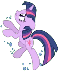 Size: 925x1103 | Tagged: safe, artist:scinstigator, artist:scintillant-h, derpibooru import, twilight sparkle, pony, unicorn, bubble, female, floppy ears, image, mare, png, simple background, solo, swimming, transparent background, unicorn twilight