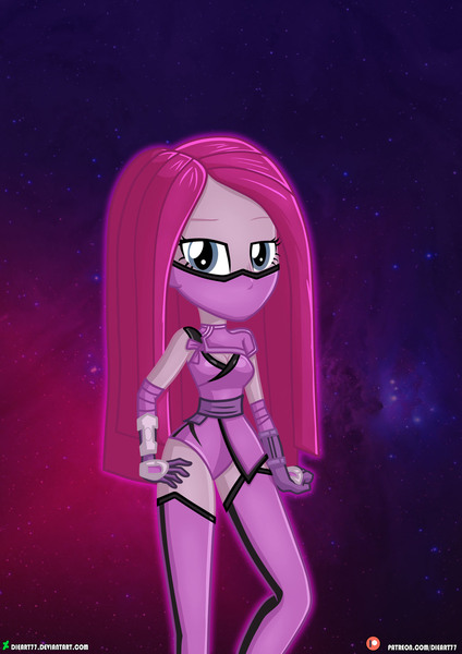 Size: 1500x2125 | Tagged: safe, artist:dieart77, derpibooru import, pinkie pie, equestria girls, bedroom eyes, breasts, cleavage, clothes, commission, cosplay, costume, crossover, image, jpeg, looking at you, mileena, mortal kombat, mortal kombat 11, pinkamena diane pie