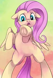 Size: 998x1449 | Tagged: safe, artist:dotkwa, derpibooru import, fluttershy, pegasus, pony, bipedal, blushing, cute, embarrassed, female, floppy ears, frog (hoof), frown, image, jpeg, looking at you, mare, open mouth, rearing, shyabetes, simple background, solo, spread wings, standing, underhoof, wide eyes, wings, yellow background