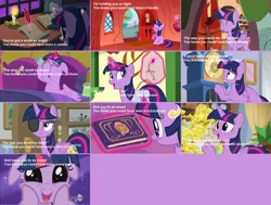 Size: 3856x2920 | Tagged: safe, derpibooru import, edit, screencap, twilight sparkle, twilight sparkle (alicorn), zecora, alicorn, pony, unicorn, ail-icorn, friendship university, growing up is hard to do, owl's well that ends well, school raze, the crystal empire, the last problem, the ticket master, twilight time, spoiler:interseason shorts, bag, bits, book, broom, candle, clock, clothes, cork, coronation dress, crown, cute, dashface, dilated pupils, disguise, door, dress, drinking, eyepatch, eyepatch (disguise), eyes closed, eyes on the prize, fake cutie mark, feather, female, floppy ears, flower, fortune, gem, giggling, glowing horn, gold, golden oaks library, happy, horn, hub logo, image, jewelry, library, lyrics, magic, magic aura, mare, messy mane, night, open mouth, paper-thin disguise, png, potion, quill, regalia, saddle bag, scroll, second coronation dress, sicklight sparkle, smiling, solo, sparkles, squishy, squishy cheeks, swollen horn, telekinesis, text, treasure, twiabetes, unicorn twilight, wishing flower, writing, written equestrian