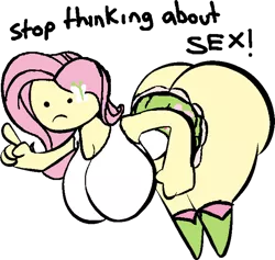 Size: 620x588 | Tagged: suggestive, alternate version, artist:thehuskylord, derpibooru import, fluttershy, equestria girls, :<, apple, big breasts, boots, breasts, busty fluttershy, butt, clothes, flutterbutt, food, huge breasts, huge butt, image, impossibly large breasts, impossibly large butt, irony, large butt, png, shoes, short skirt, simple background, skirt, solo, stop thinking about sex, tanktop, transparent background, trolling