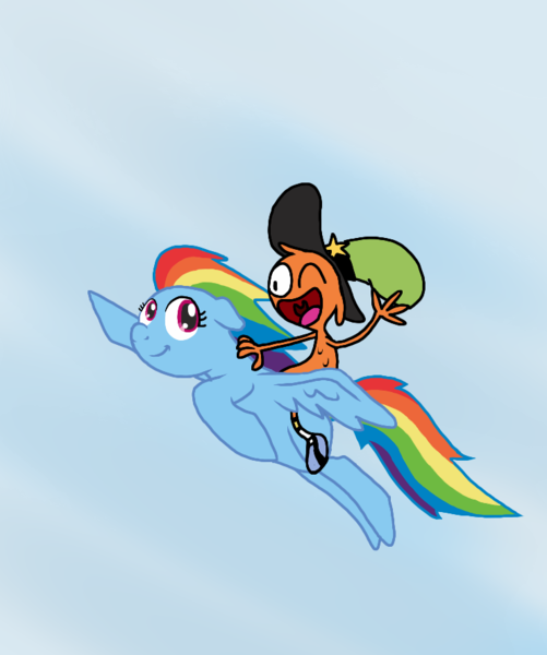 Size: 742x889 | Tagged: safe, artist:tavrosbrony, derpibooru import, rainbow dash, pegasus, pony, crossover, friendshipping, image, one eye closed, png, wander (wander over yonder), wander over yonder, wink