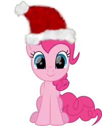 Size: 1200x1494 | Tagged: safe, artist:lincolnbrewsterfan, derpibooru import, part of a set, pinkie pie, earth pony, christmas, cute, derpibooru exclusive, diapinkes, happy, hat, holiday, image, inkscape, lincolnbrewsterfan is trying to murder us, lincolnbrewsterfan's christmas ponies, looking at you, png, santa hat, simple background, sitting, smiling at you, solo, .svg available, transparent background, vector, weapons-grade cute, winter