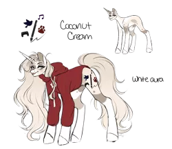 Size: 2697x2346 | Tagged: safe, artist:birdbiscuits, artist:saltycatt, derpibooru import, oc, oc:coconut cream, pony, unicorn, clothes, female, hoodie, image, mare, png, simple background, solo, transparent background