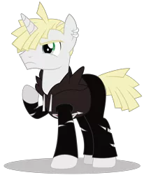 Size: 5005x5784 | Tagged: safe, artist:dragonchaser123, derpibooru import, ponified, pony, unicorn, clothes, crossover, ear piercing, earring, gladion, hair over one eye, image, jewelry, male, piercing, png, pokémon, pokémon sun and moon, ponymon, simple background, solo, stallion, transparent background
