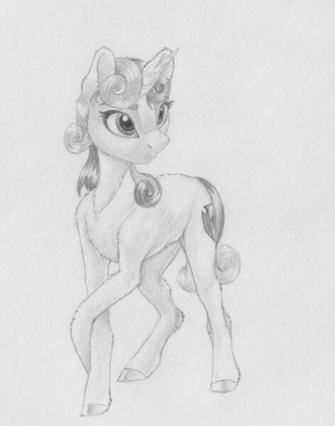 Size: 2318x2948 | Tagged: safe, artist:joestick, derpibooru import, sweetie belle, pony, unicorn, cutie mark, female, filly, image, jpeg, solo, the cmc's cutie marks, traditional art