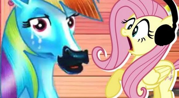 Size: 581x319 | Tagged: safe, artist:vannamelon, derpibooru import, fluttershy, rainbow dash, horse, pegasus, pony, female, headphones, image, jpeg, mare, online game, reaction, reaction image, shocked, weird