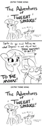 Size: 1024x3032 | Tagged: safe, artist:tjpones, derpibooru import, edit, spike, twilight sparkle, dragon, pony, unicorn, bitcoin, black and white, cryptocurrency, current events, dialogue, dogecoin, duo, female, grayscale, grimbo, image, lineart, male, mare, monochrome, mortgage, png, scroll, simple background, unicorn twilight, white background