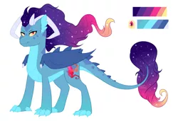 Size: 1933x1323 | Tagged: safe, artist:silentwolf-oficial, derpibooru import, oc, oc:moonlight, unofficial characters only, dracony, dragon, hybrid, pony, ethereal mane, female, image, interspecies offspring, magical lesbian spawn, offspring, parent:princess ember, parent:princess luna, parents:emberluna, png, reference sheet, simple background, solo, starry mane, white background