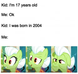 Size: 655x624 | Tagged: safe, derpibooru import, granny smith, apple family reunion, 2004, feeling old yet?, image, meme, png, ponified meme, younger, young granny smith