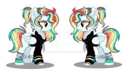 Size: 1280x755 | Tagged: safe, artist:jxstvelvet, derpibooru import, oc, pegasus, pony, clothes, deviantart watermark, female, hoodie, image, mare, obtrusive watermark, offspring, parent:rainbow dash, parent:soarin', parents:soarindash, png, simple background, solo, transparent background, watermark