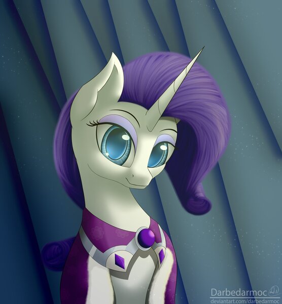 Size: 2096x2260 | Tagged: safe, artist:darbedarmoc, derpibooru import, princess platinum, rarity, pony, unicorn, cloak, clothes, female, gem, gemstones, hatless, image, jpeg, looking at you, mantle, mare, missing accessory, solo, sunlight